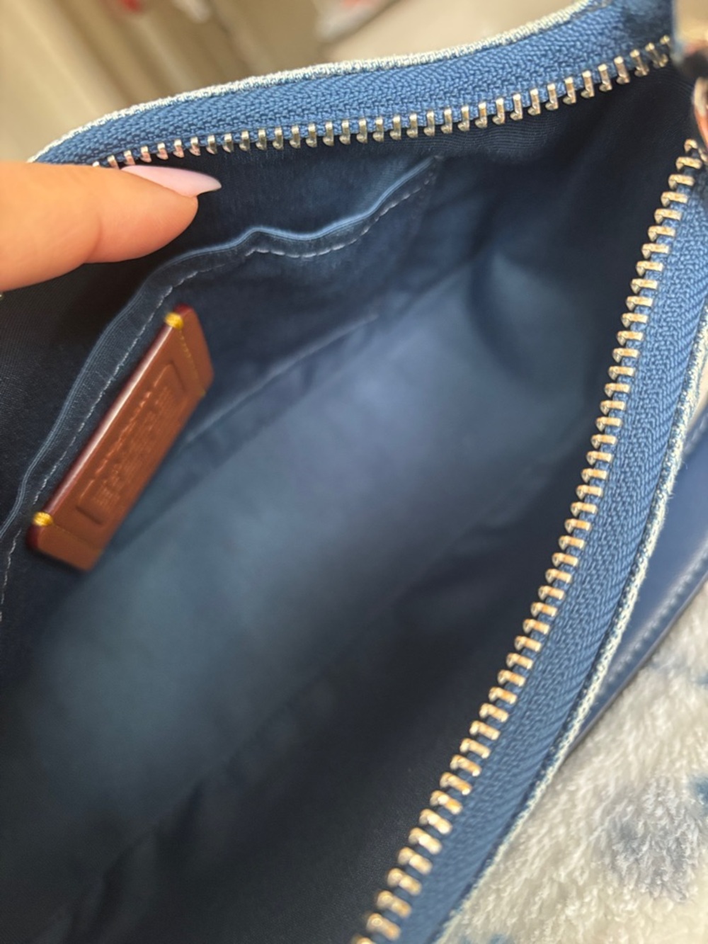 Coach Denim Crescent Mini Bag in Blue with Silver Hardware - Picture 6 of 7